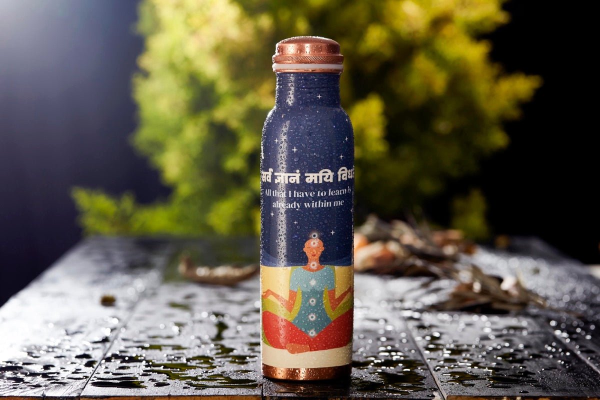 Blue Meditation Copper Bottle- 500 ml