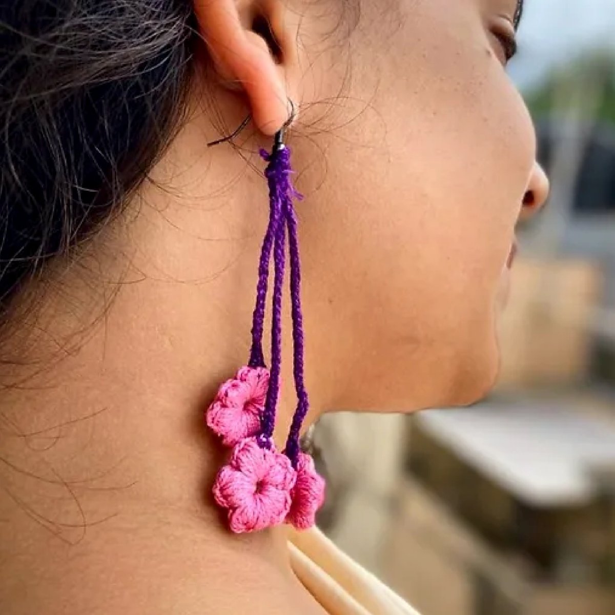 Blush Drop Crochet Earrings | Handwoven earrings