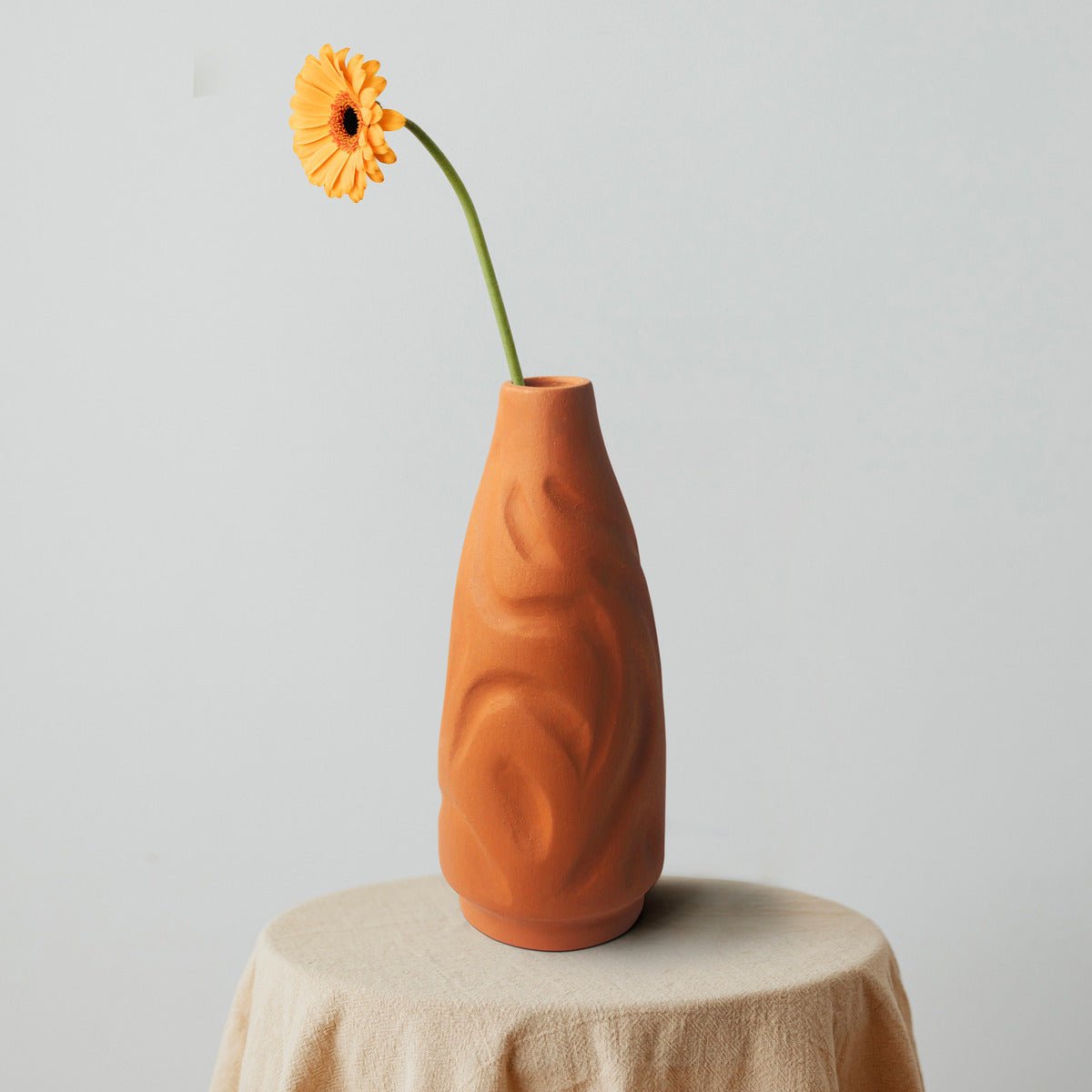 Bot Short Profiled Terracotta Flower Vase