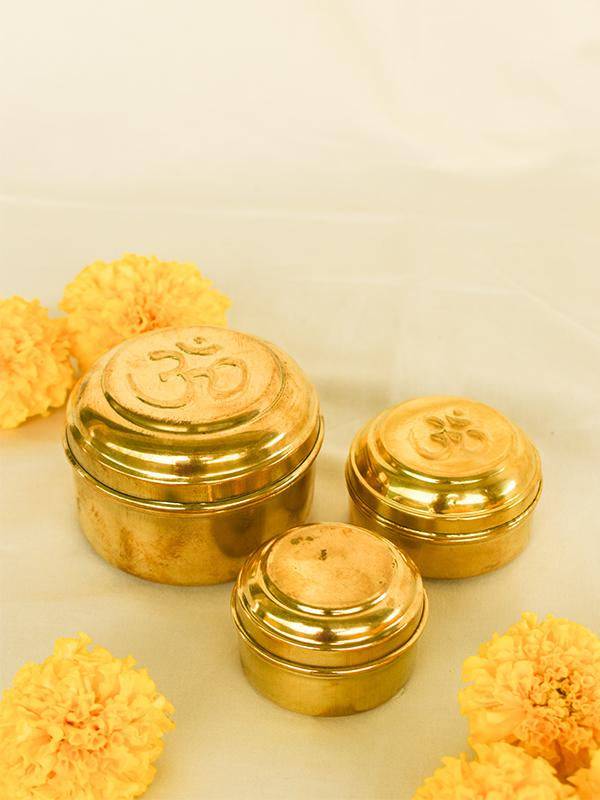 Brass OM Dabba Set