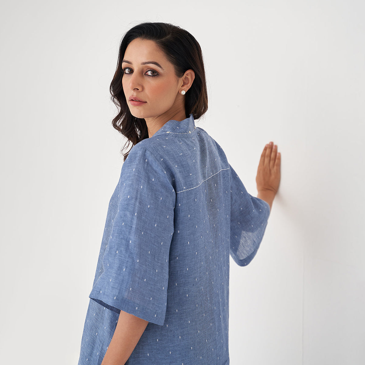 Linen Shift Dress for Women | Denim Blue