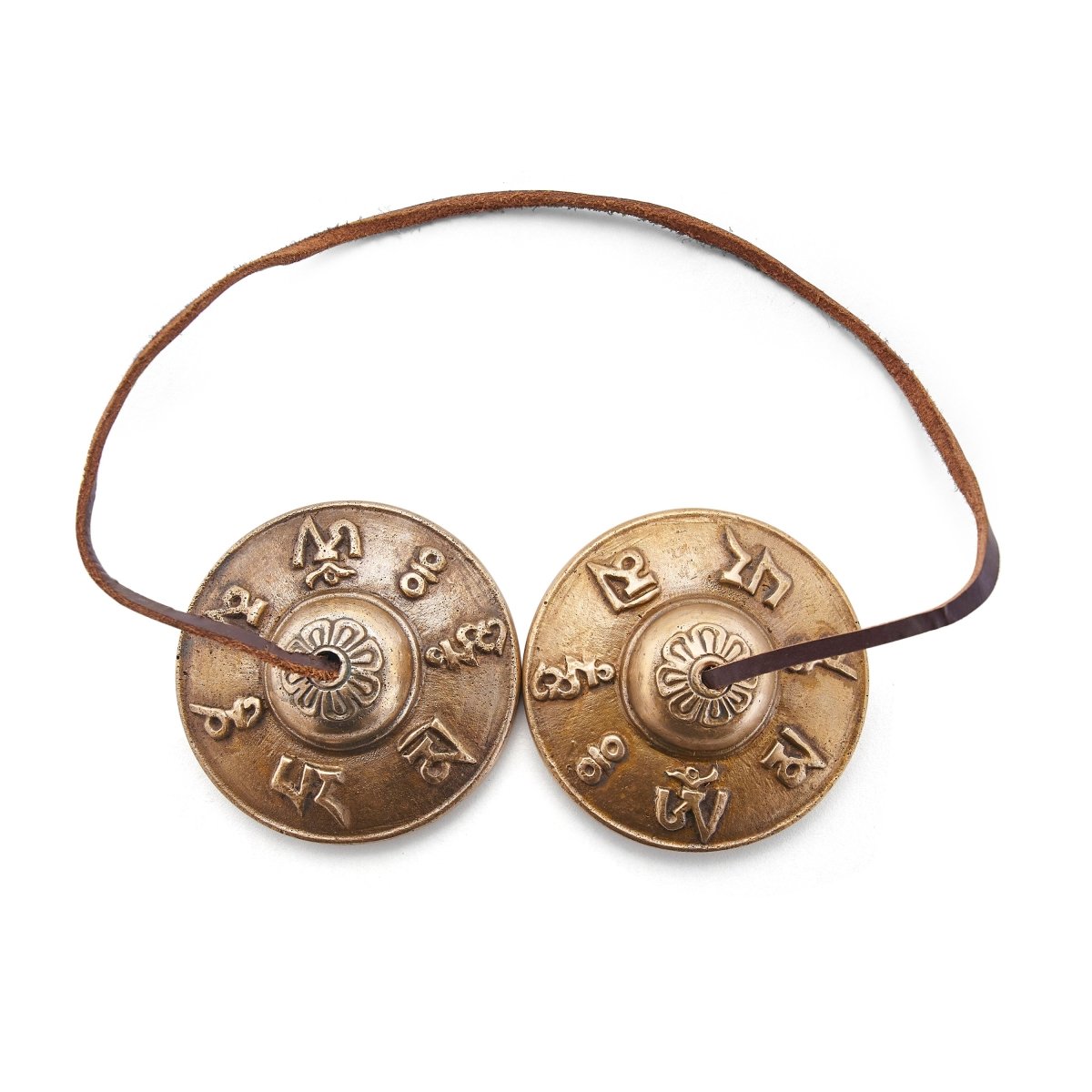 Buddhist Tingsha Bells - Handcrafted with Tibetan Symbols - 7cm