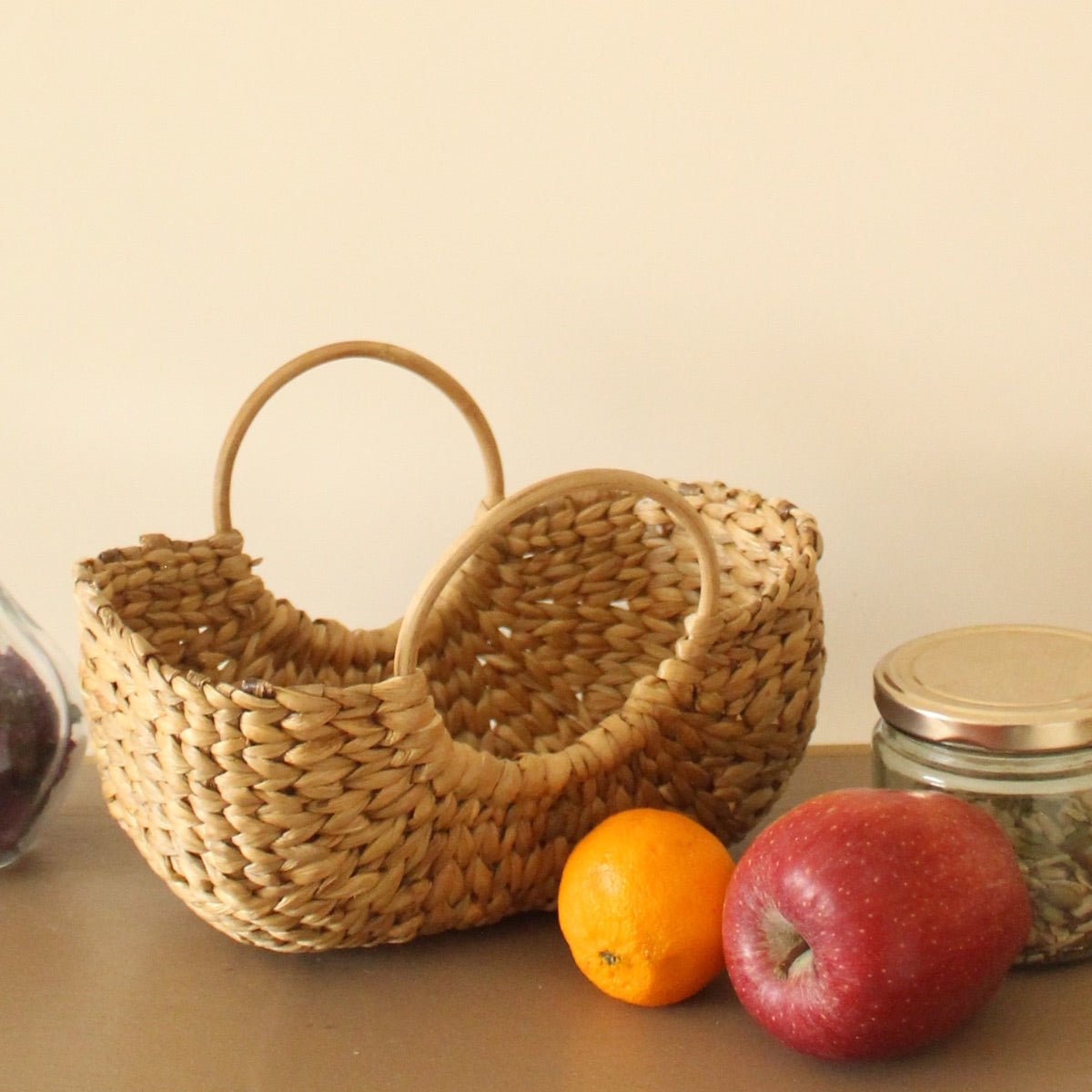 Cane Handle Water Hyacinth Basket