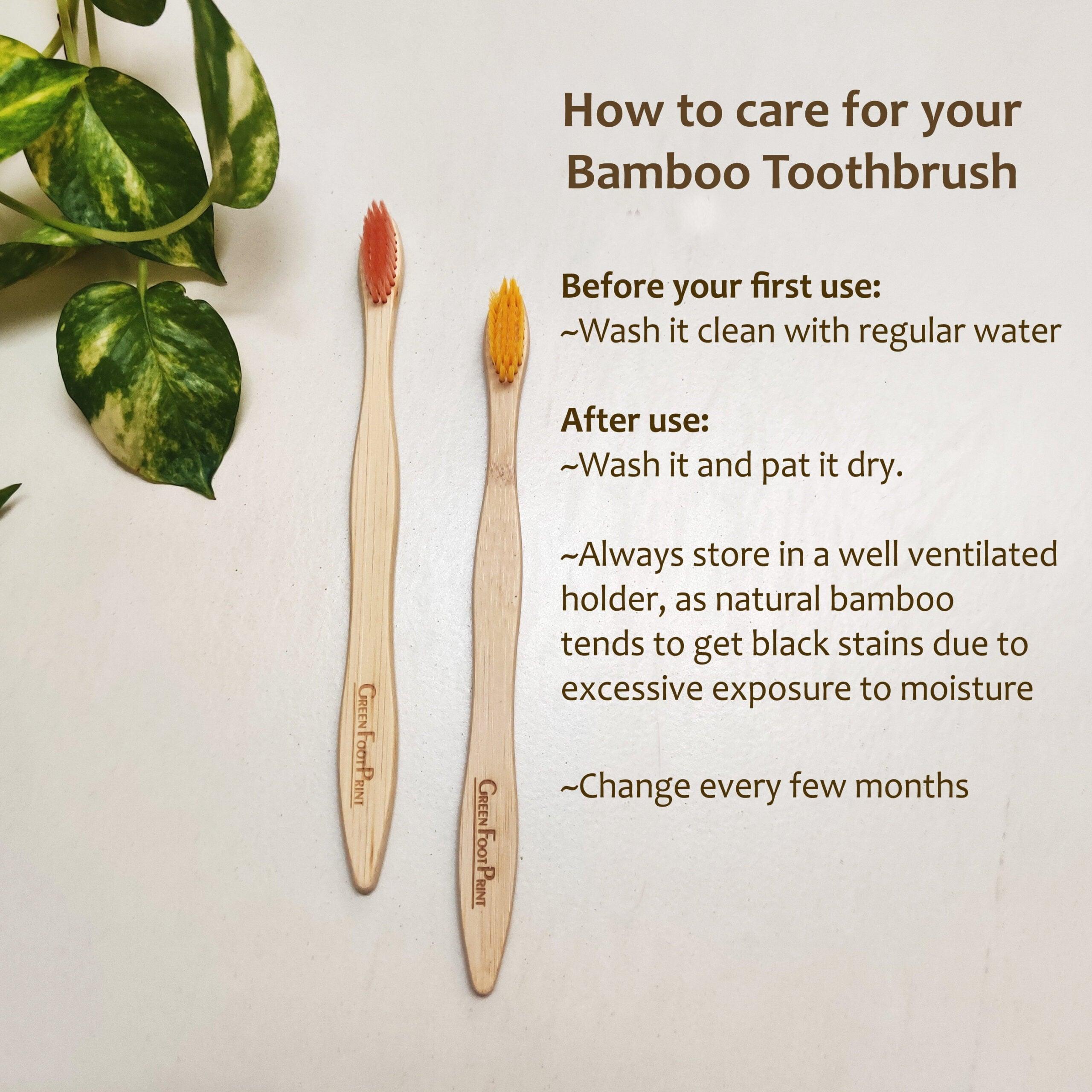 Natural Bamboo Toothbrush - Pack of 2 (Assorted)