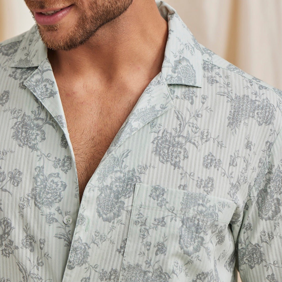 Cedar Organic Cotton Printed Half Sleeve Shirt- Pistachio