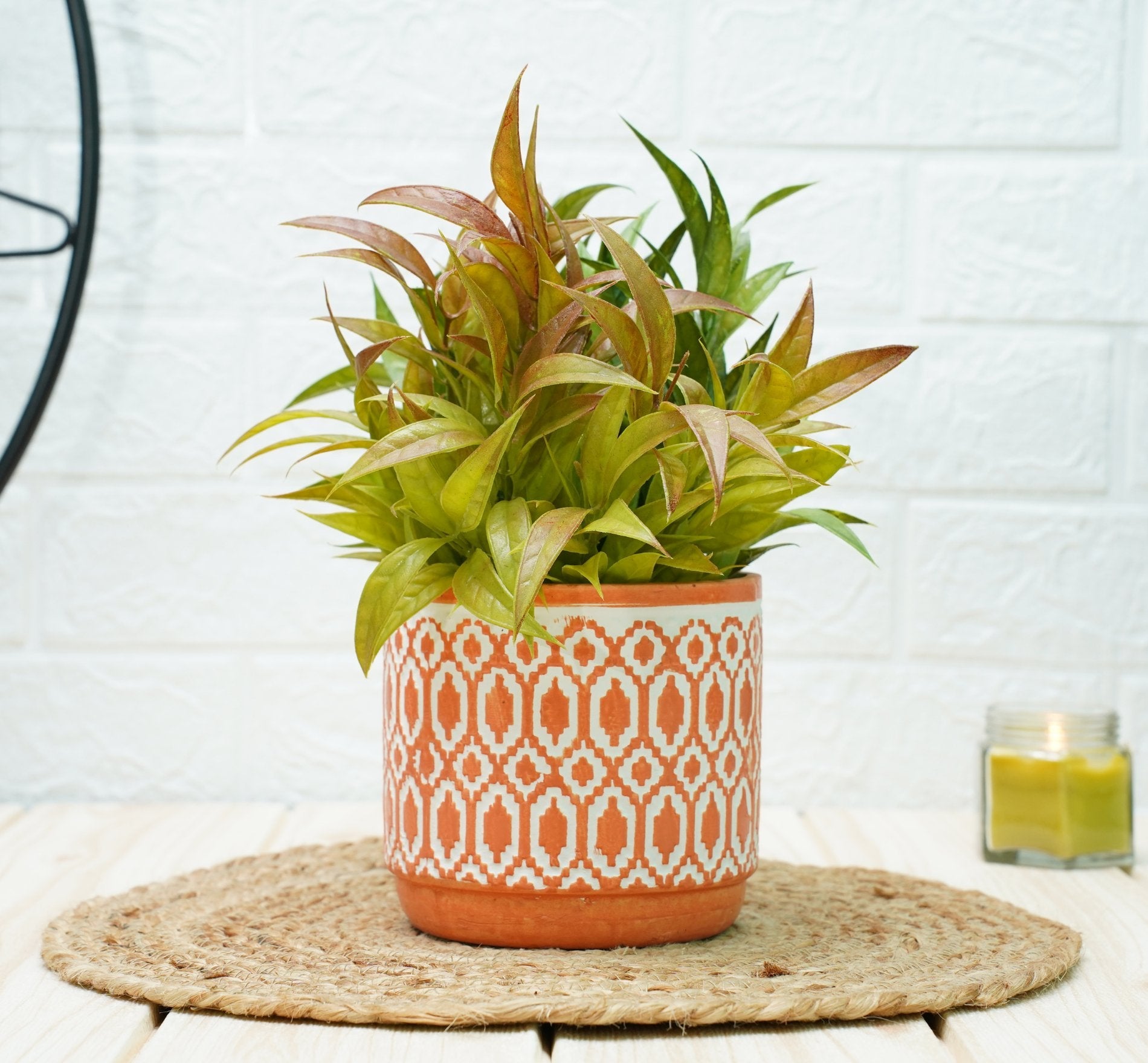 Ceramic Pots For Indoor Plants 14 X 15 Cm (Orange Moroccan)