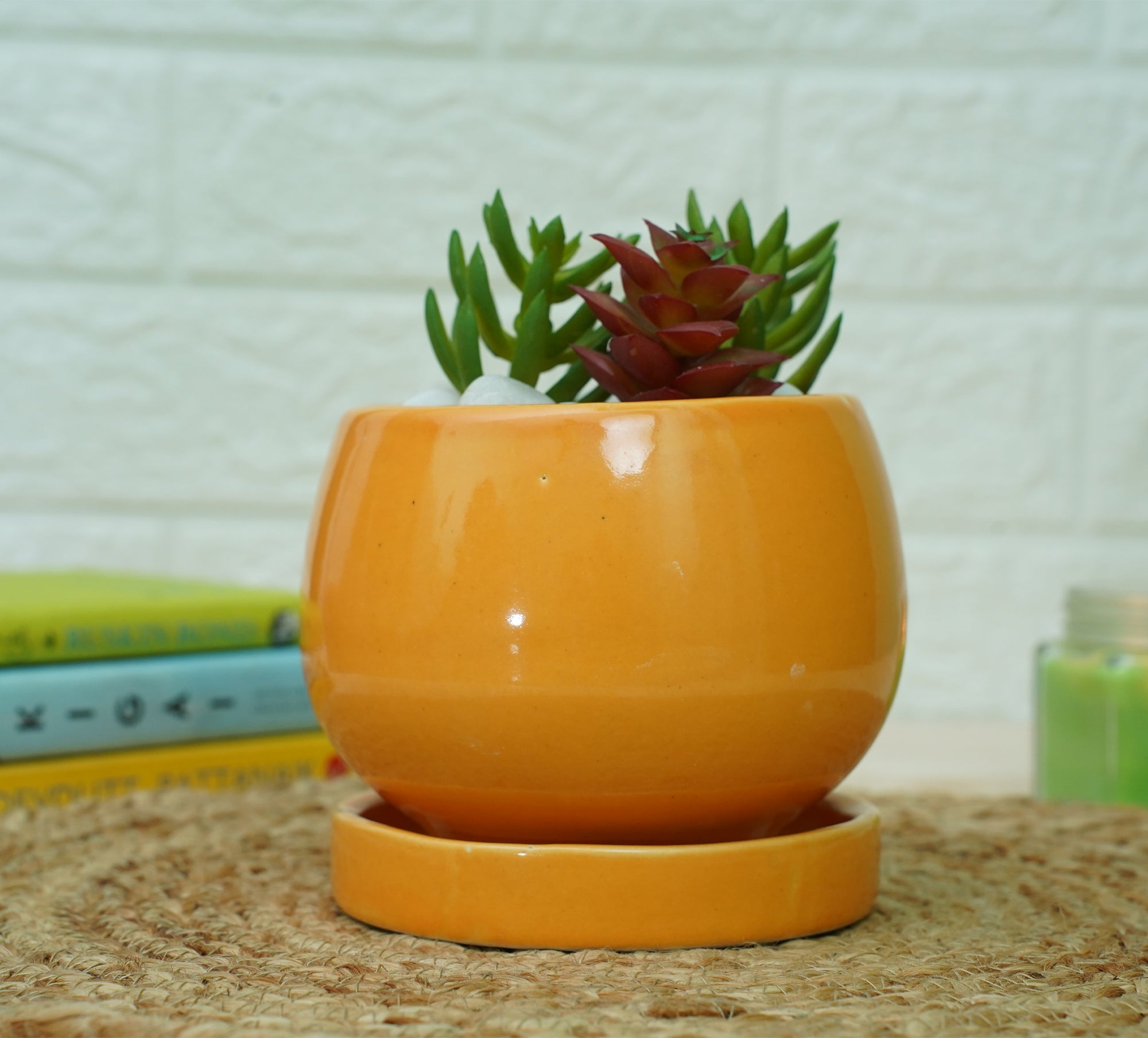 Ceramic Pots For Indoor Plants (Orange)