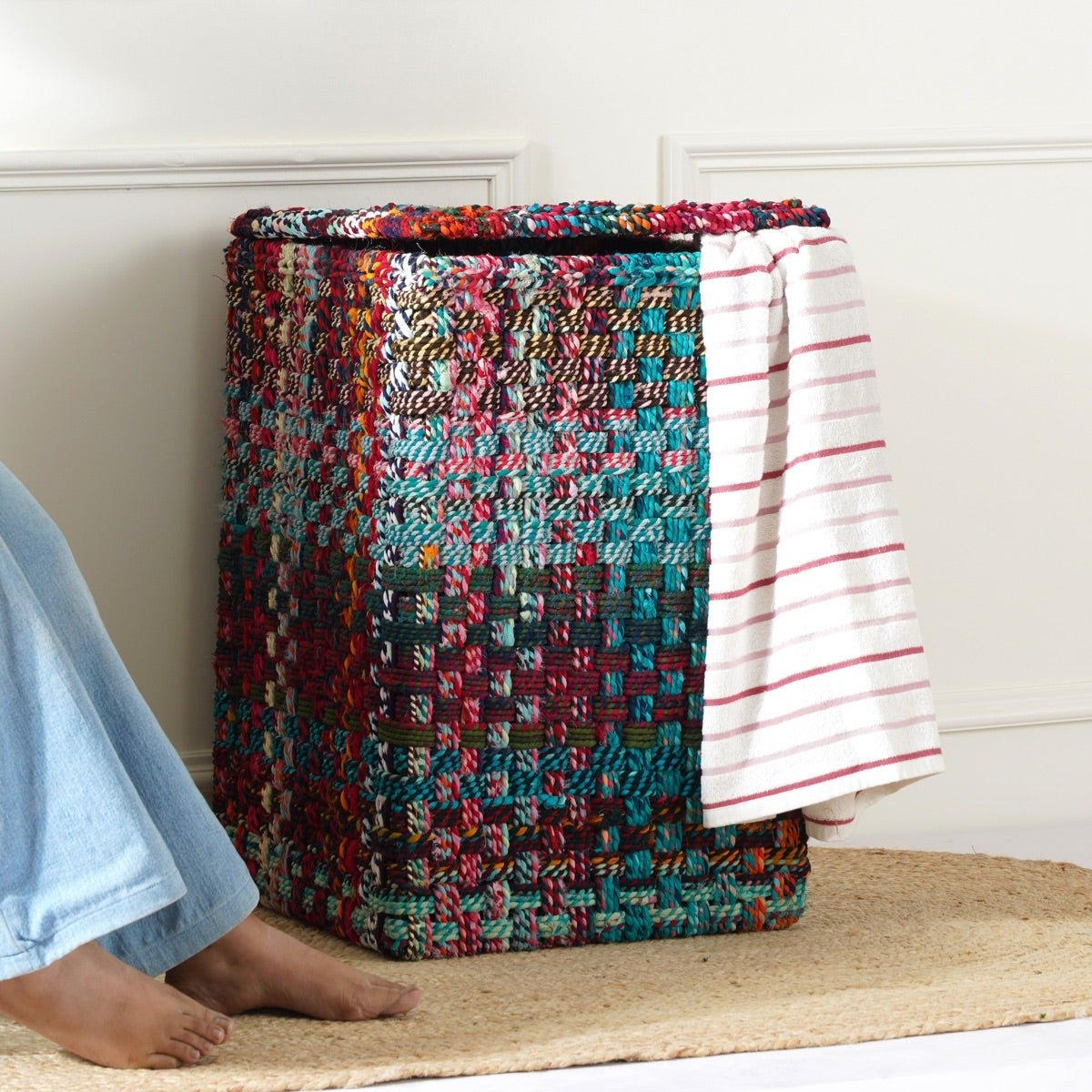 Cherry Upcycled Textile Laundry Basket