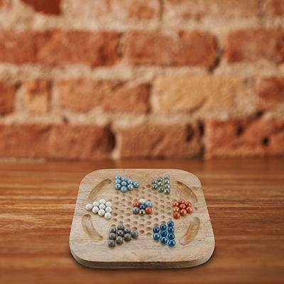 Chinese Checkers Brainvita Game Set with 12-inch Wooden Board