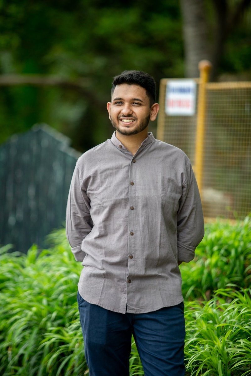 Chocolate Mandarin Collar Khadi Shirt