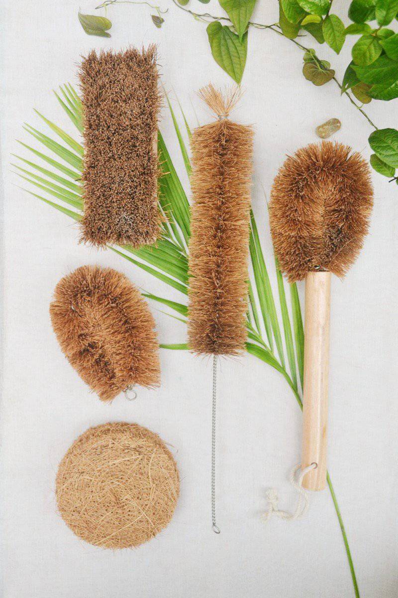 Coconut Fiber Cleaning Kit Pack of 5 Coir Brushes