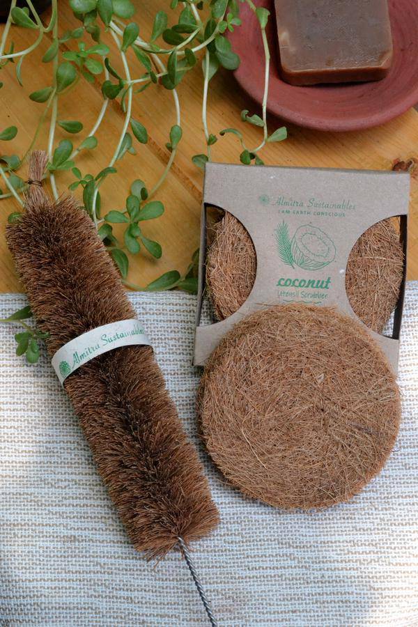 Coconut Fiber Coir Utensil Scrub & Bottle Cleaner