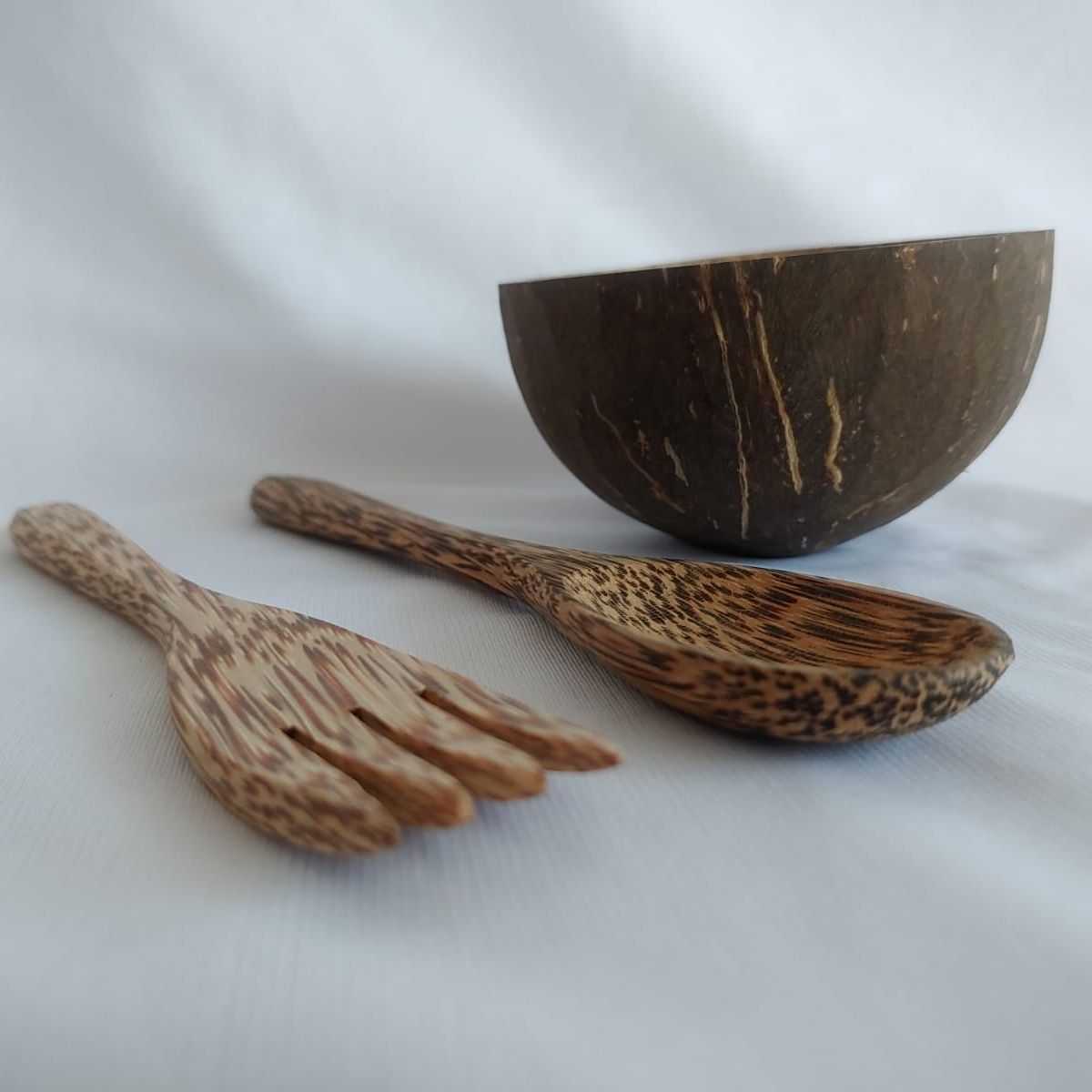 Coconut Shell Bowl with Spoon & Fork - 125 ml