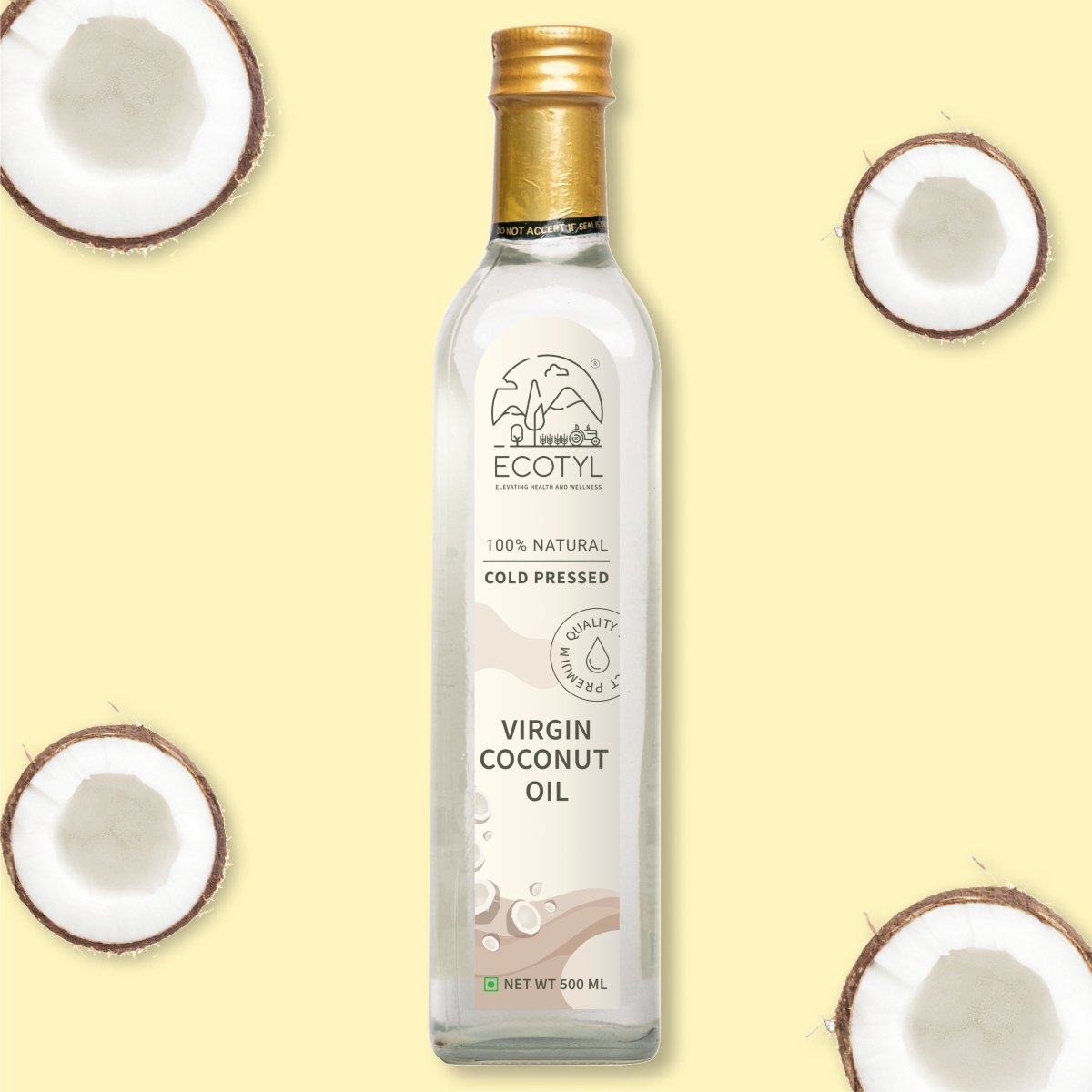 Cold-Pressed Virgin Coconut Cooking Oil-500ml | Kachi Ghani