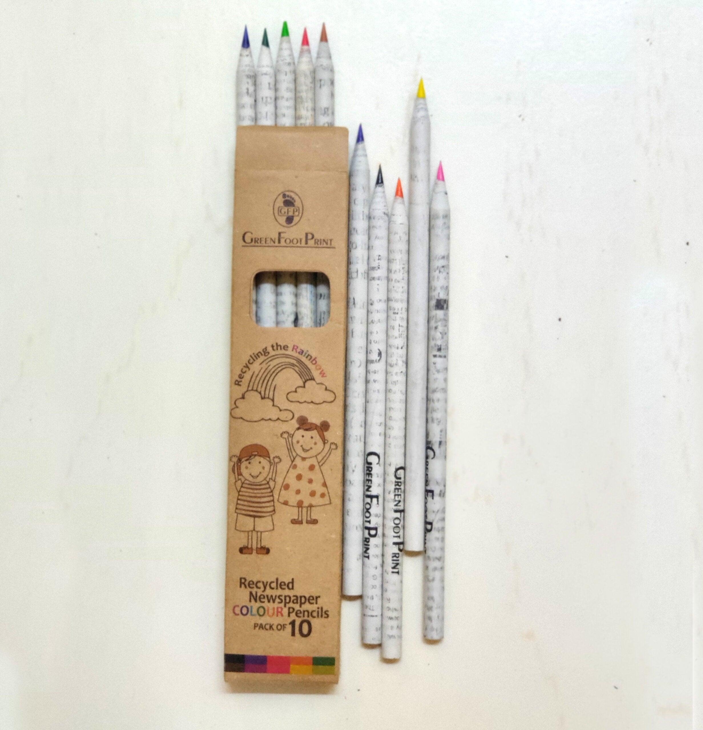 Recycled News paper COLOUR Pencils -Pack of 10 x4