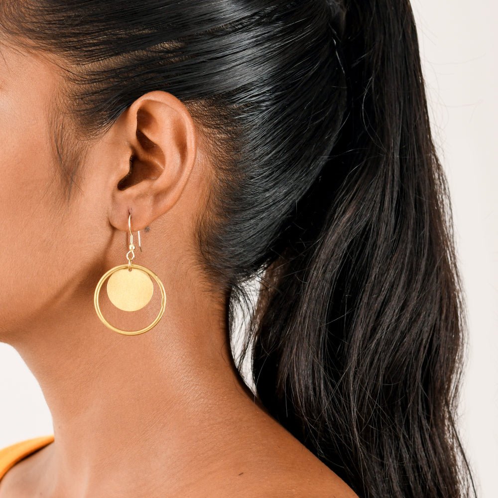 Concentric Circle Brass Earrings