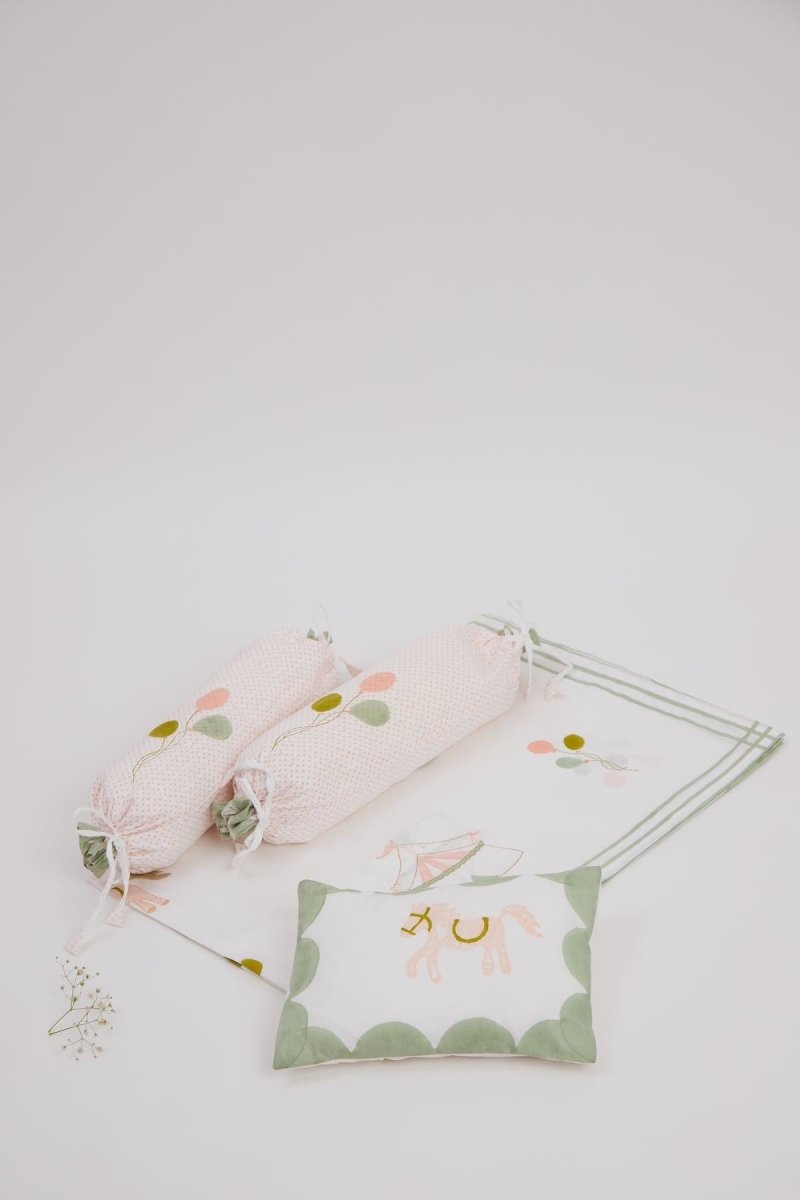 Cot Bedding Set - I Am Going To The Circus - Peach