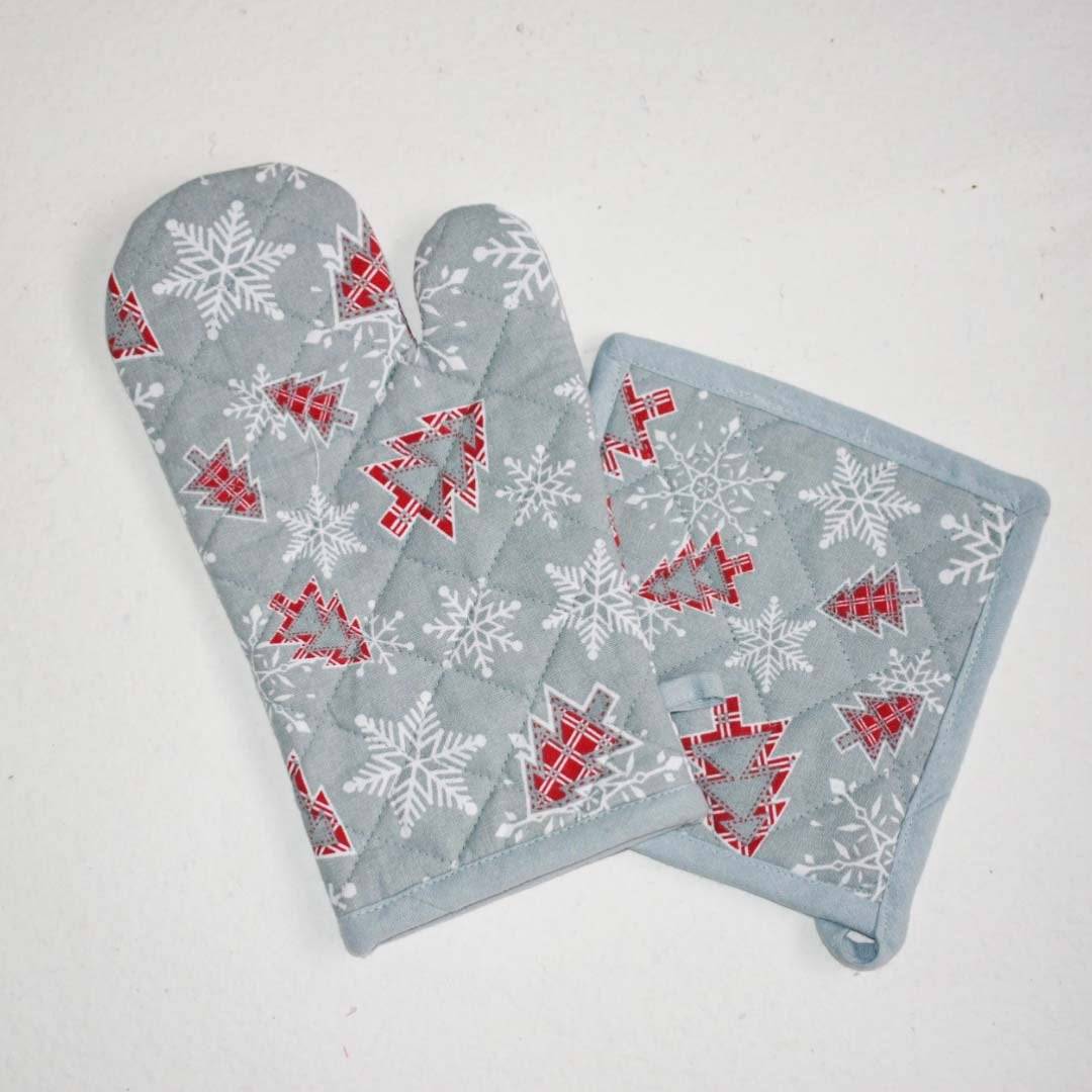 Cotton Oven Mitts & Pot Holder Set