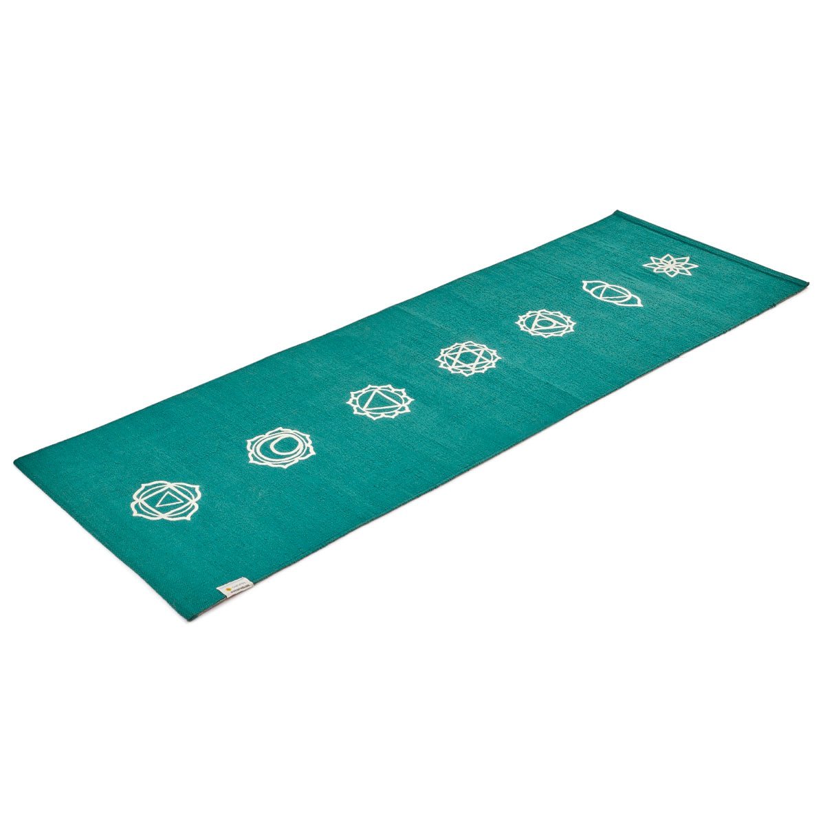 Cotton Yoga Mat-Chakras- High Grip- Teal- 24 inches