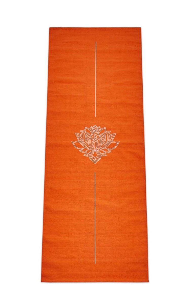 Cotton Yoga Mat- Lotus- Moderate Grip- Orange-27 inches