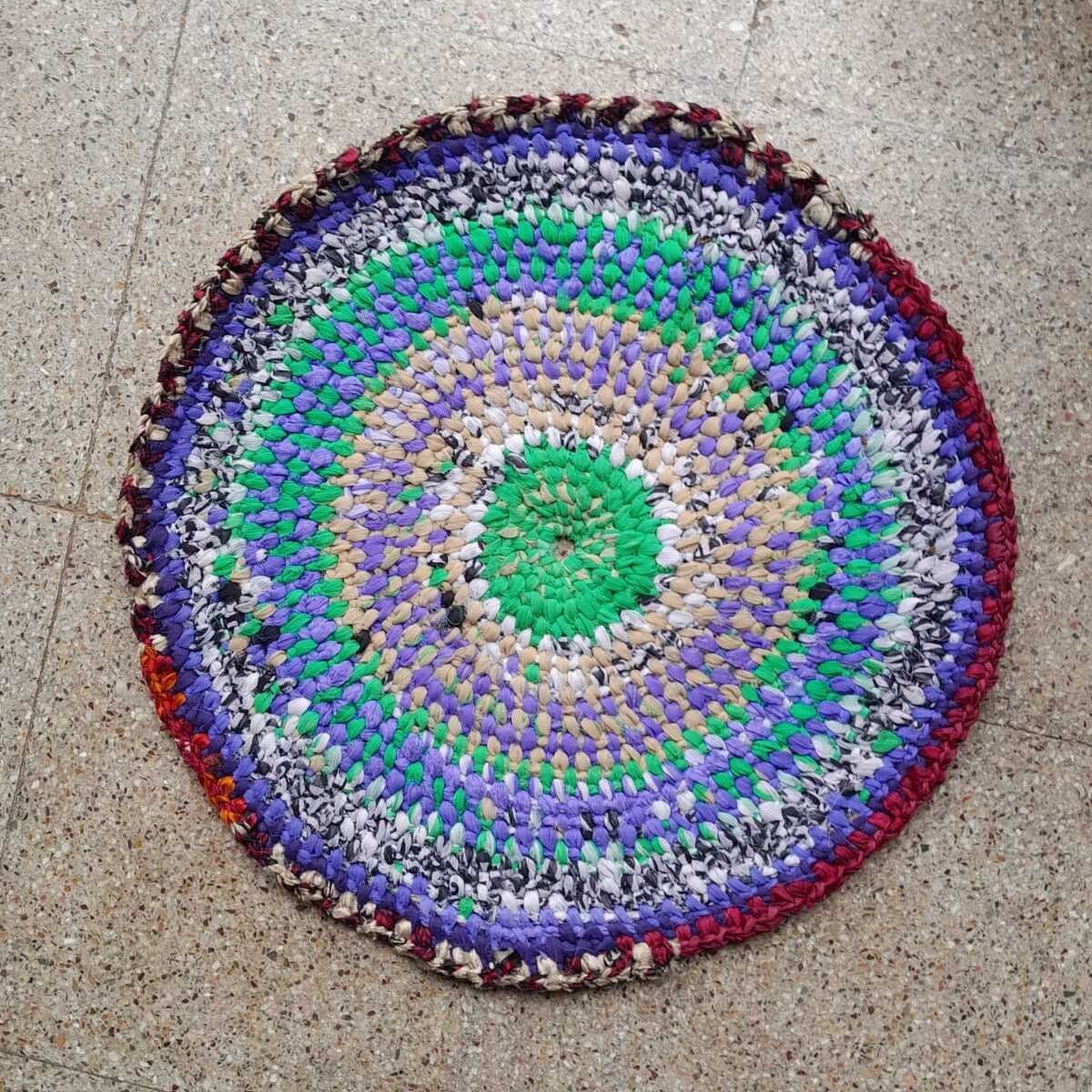 Crochet Multi Colored Fabric Mat