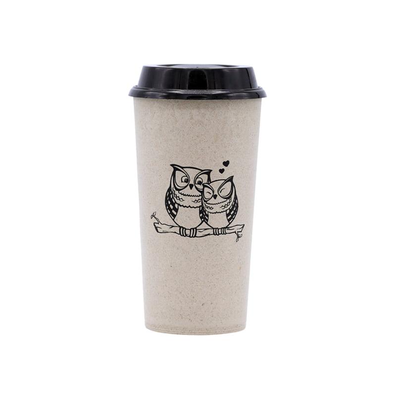 KSAMAH Eco-Friendly Rice Husk Coffee Cup - Owl Design