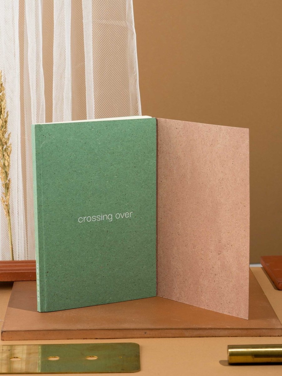 Crossed Gridbook | Perfect bound hard cover, with a built-in envelope pocket at the back