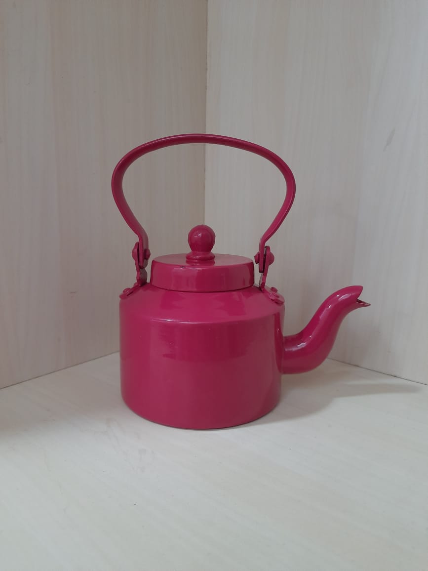 Cutting Chai Aluminium Kettle Print- Dark Pink- 1000 ml