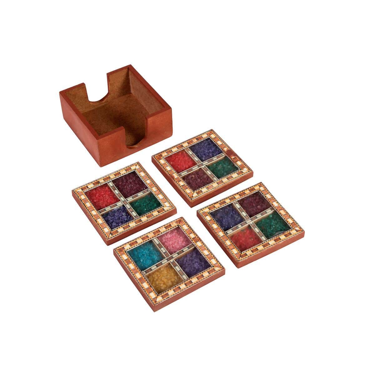 Desert Gems Coaster Set II Wooden Handicraft - 4 Coasters