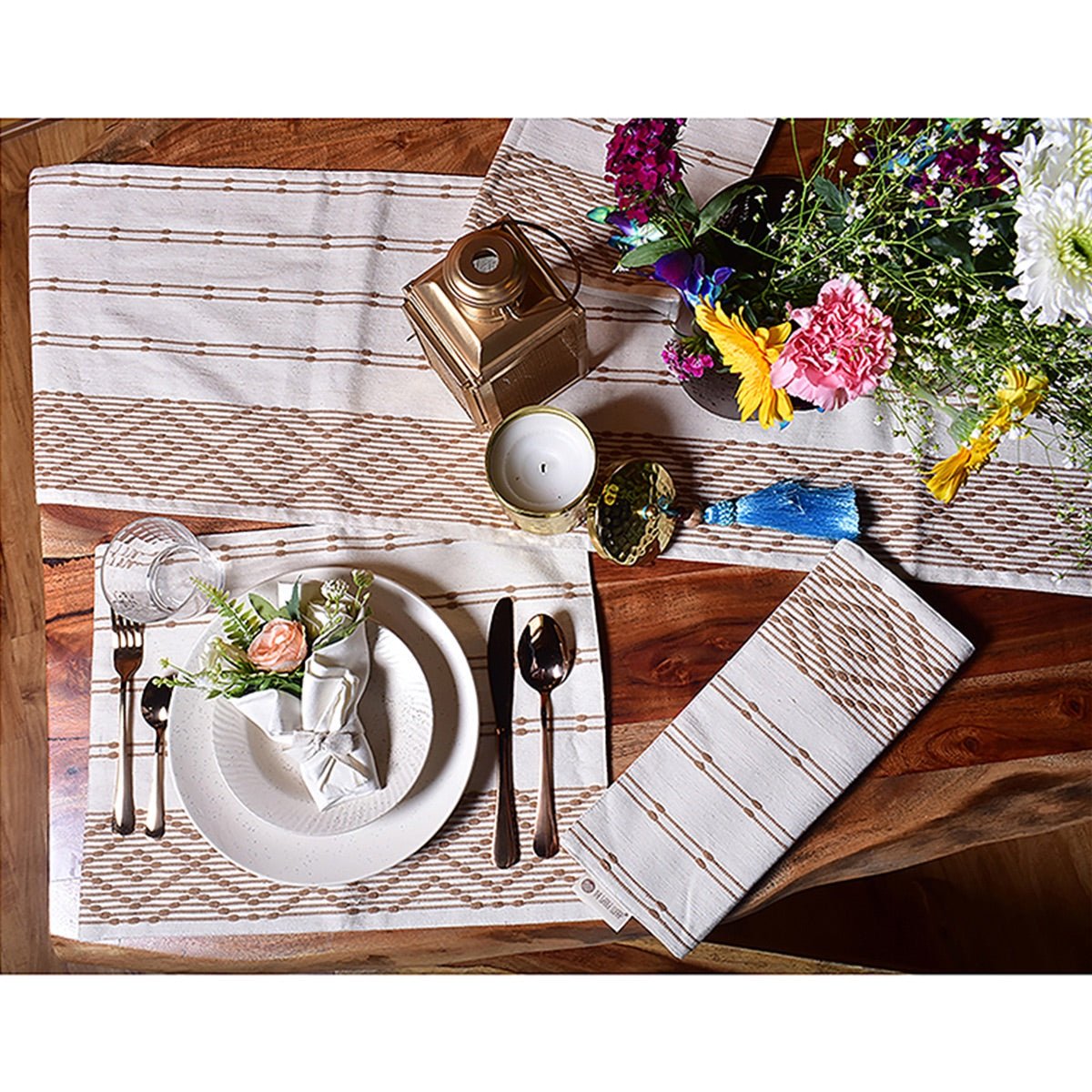 Diamond Ribbed Cotton Table Placemat (Set Of 2)