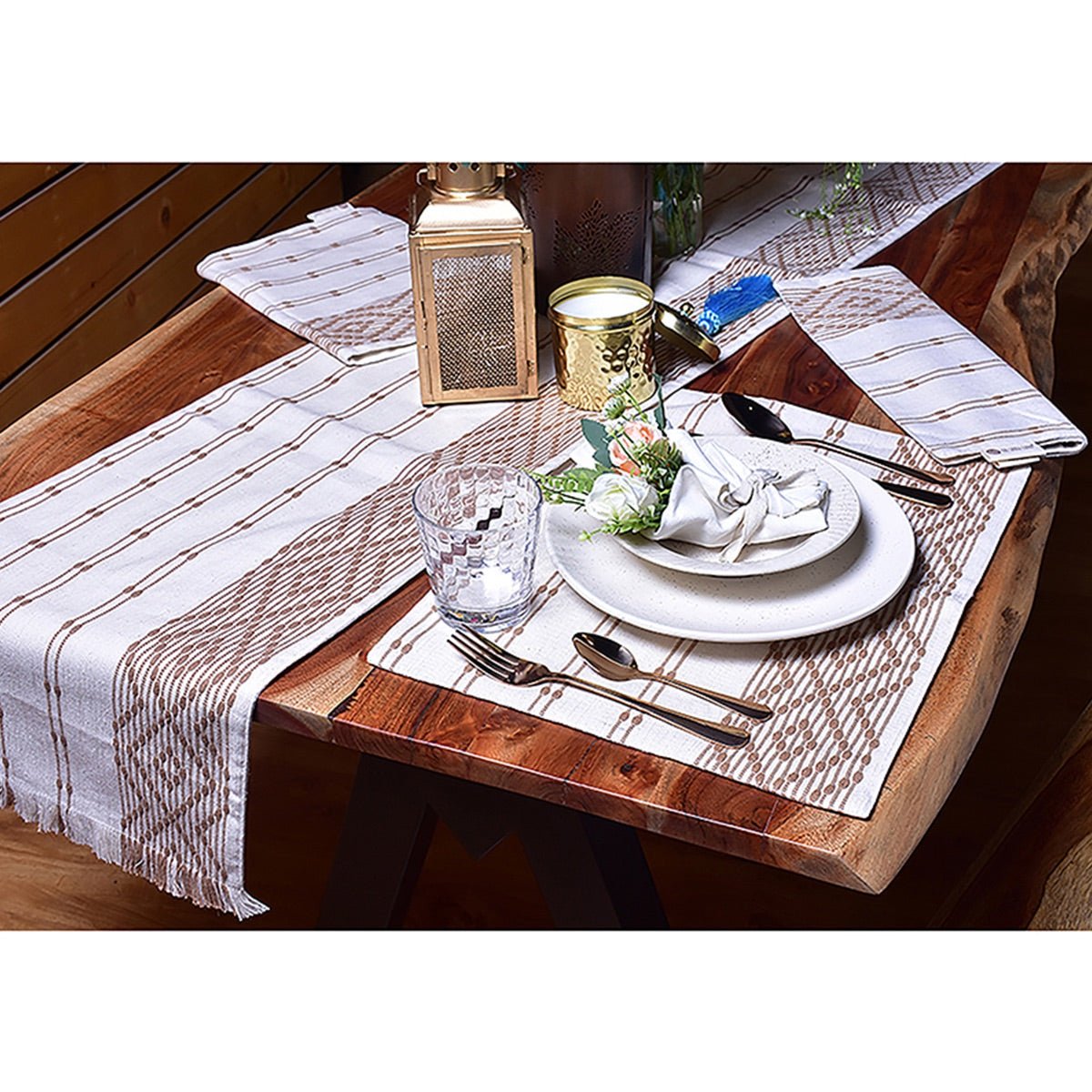 Diamond Ribbed Table Cotton Runner