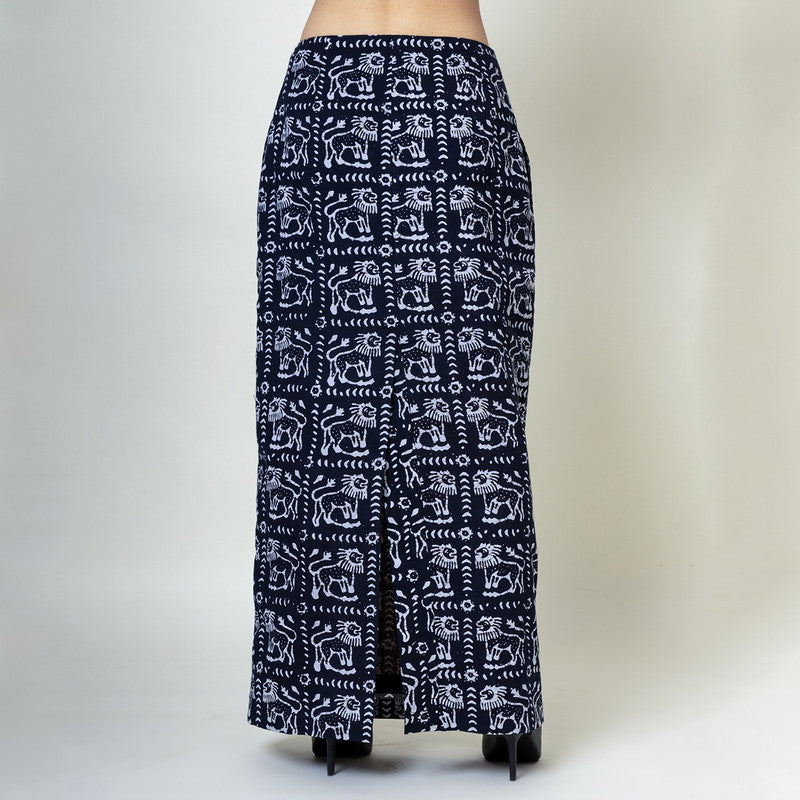 Upcycled Printed Skirt for Women | Fitted | Black