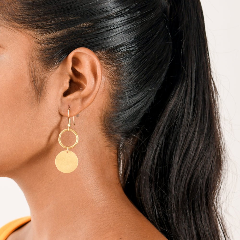 Double Circle Brass Earrings