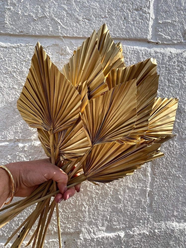 Dried Fan Palm Sphere-Golden