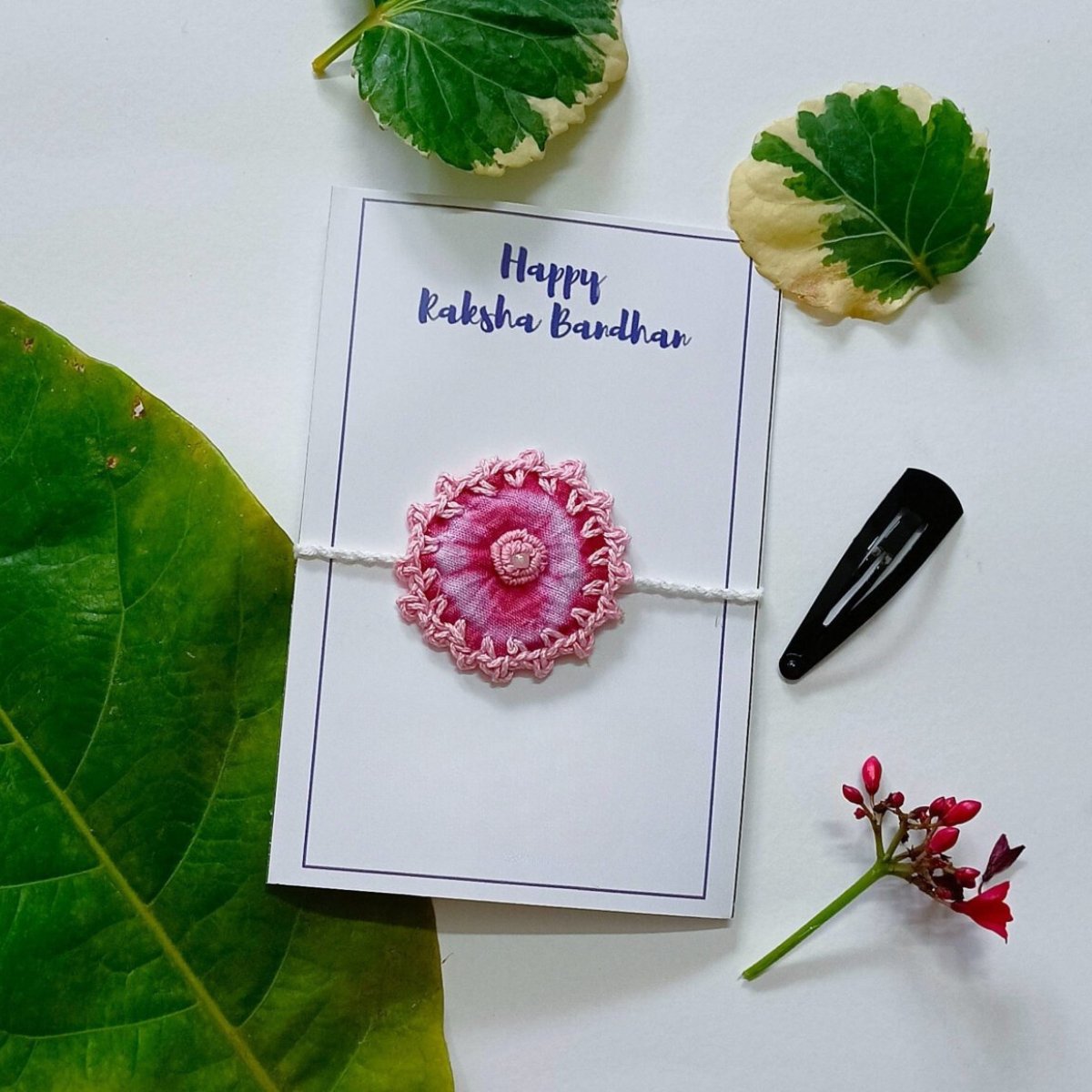 Dual Avtar Shibori Rakhi - Pink | Reusable Rakhi