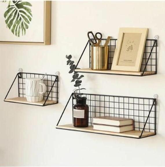 Grista Mesh Decorative Metal Wall Shelf (Set of 3)