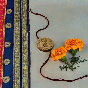 Earthen Elegance Big Circle Eco-Friendly Rakhi with Free Roli & Seeds!