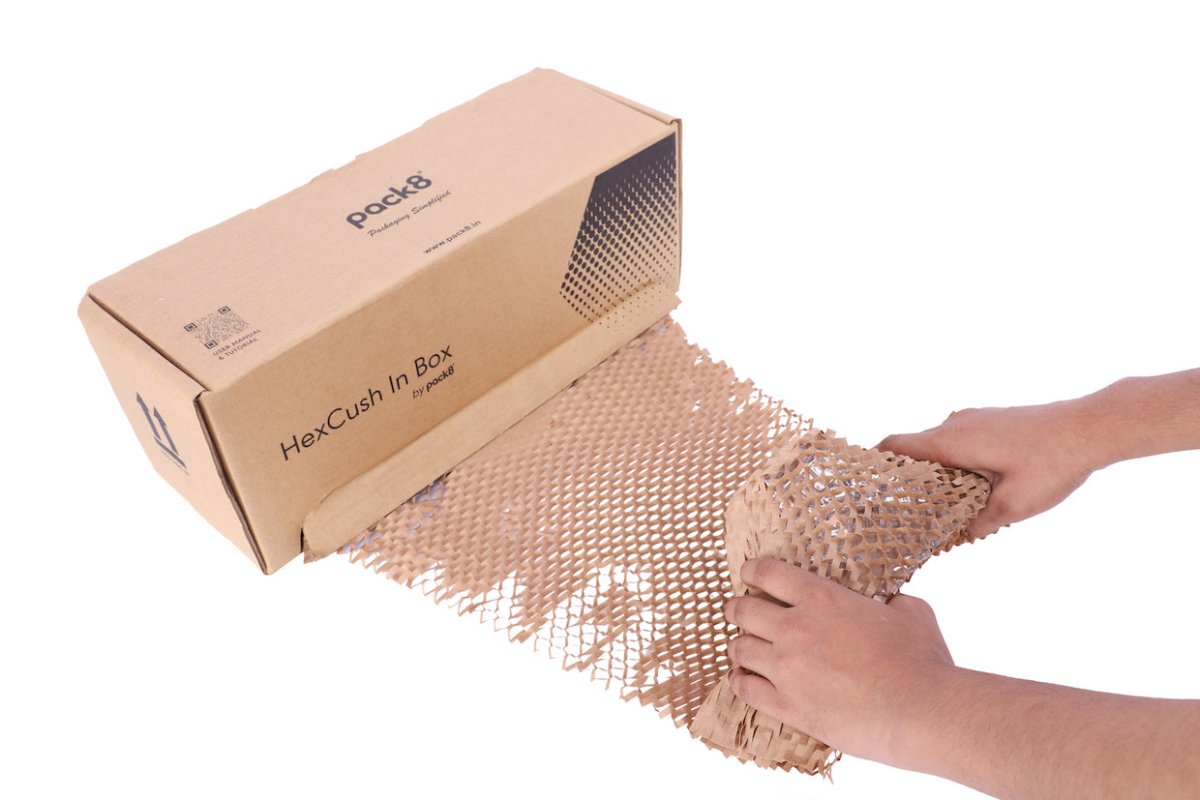 Honeycomb Paper Bubble Wrap with Dispenser (100M x 15" Roll)