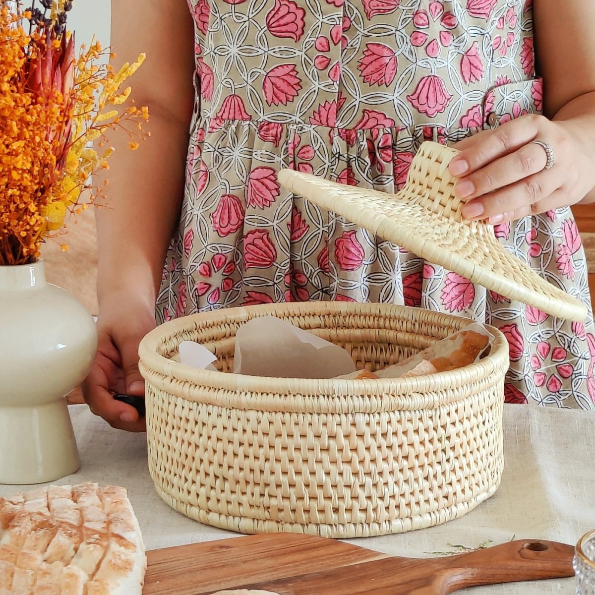 Eco Friendly Moonj Grass Bread/Roti Basket