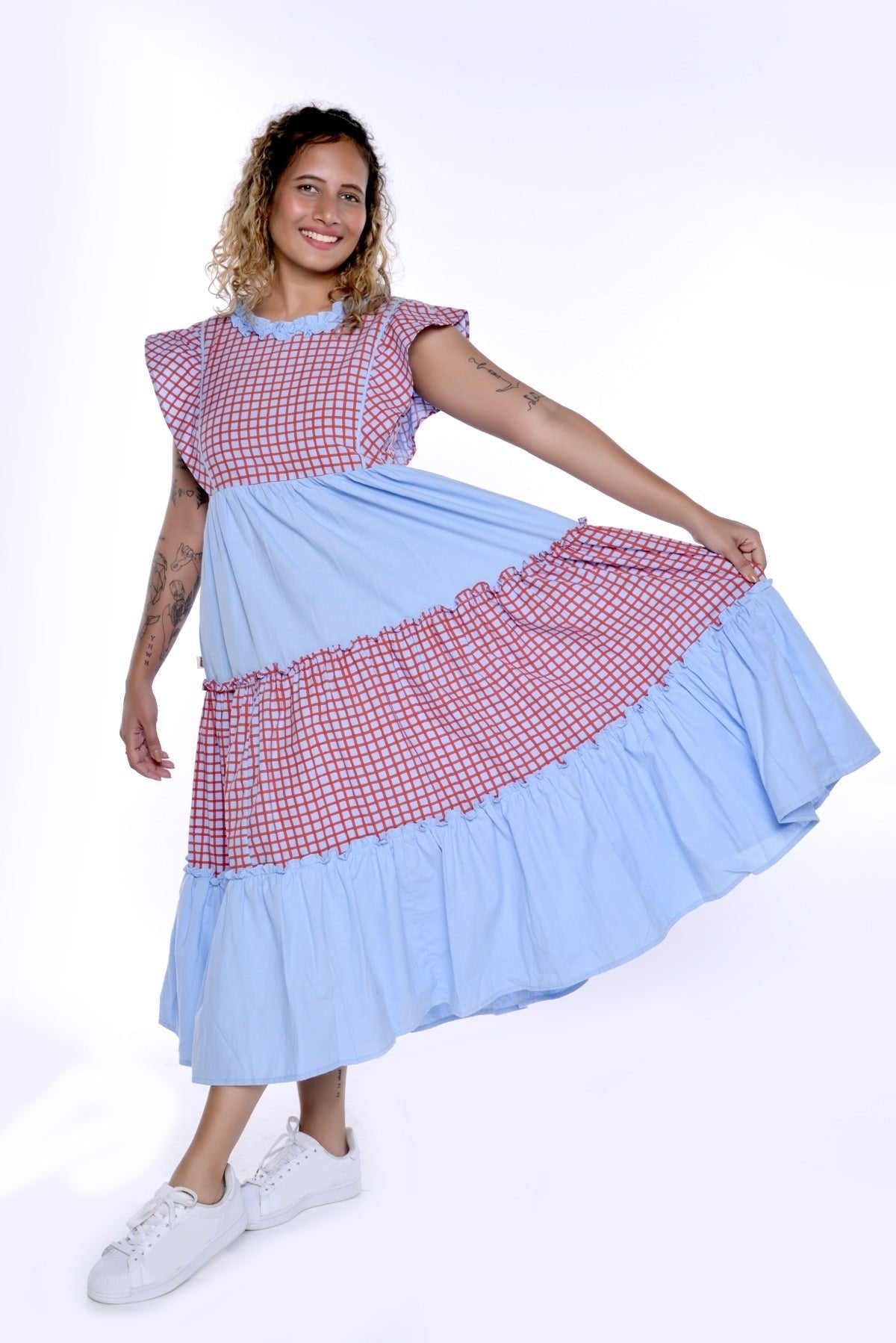 Ekani Powder Blue Handloom Cotton Dress