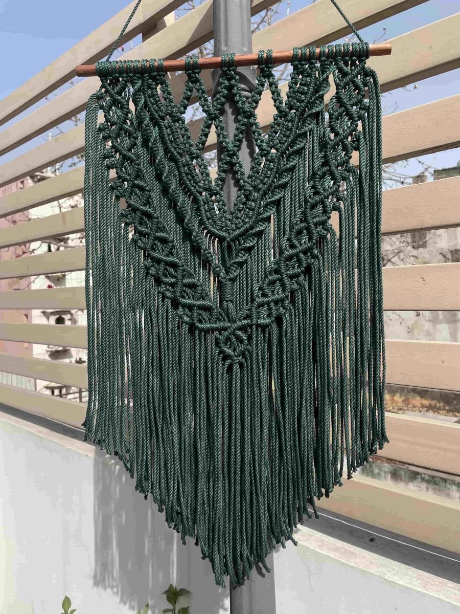 Emerald Green Macrame Cotton Wall Art