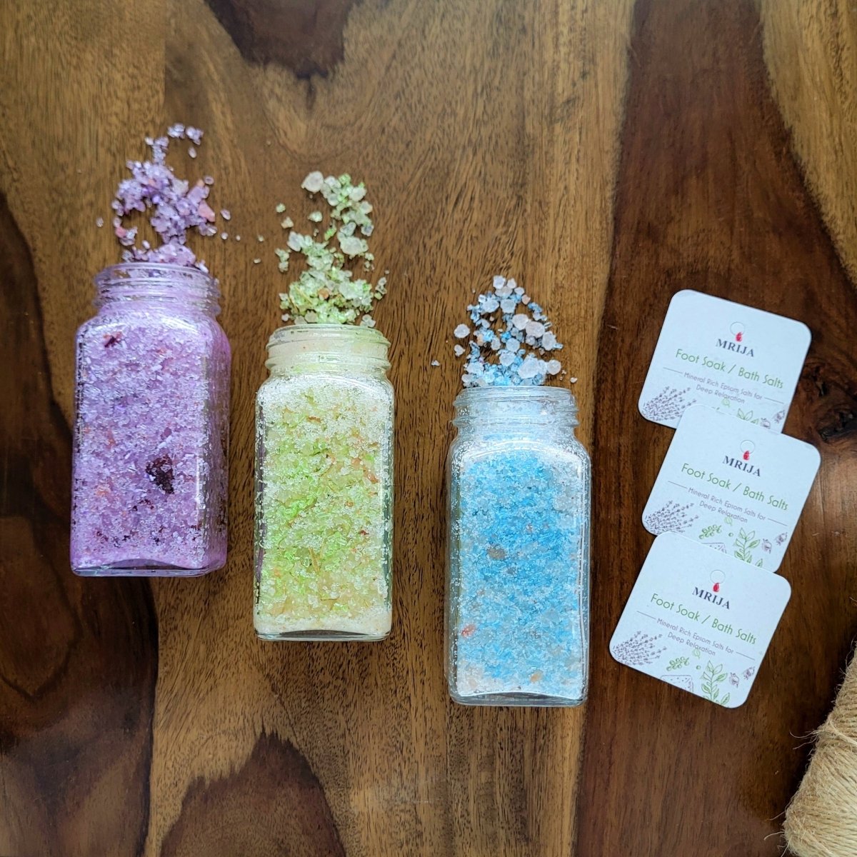 Epsom Bath Salts with Himalayan Pink Salt crystals and Aromatic Essential Oils - Set of 3