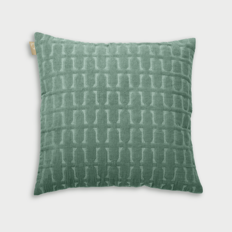 Cotton Cushion Cover | Twig Embroidered | Green | 45 x 45 cm