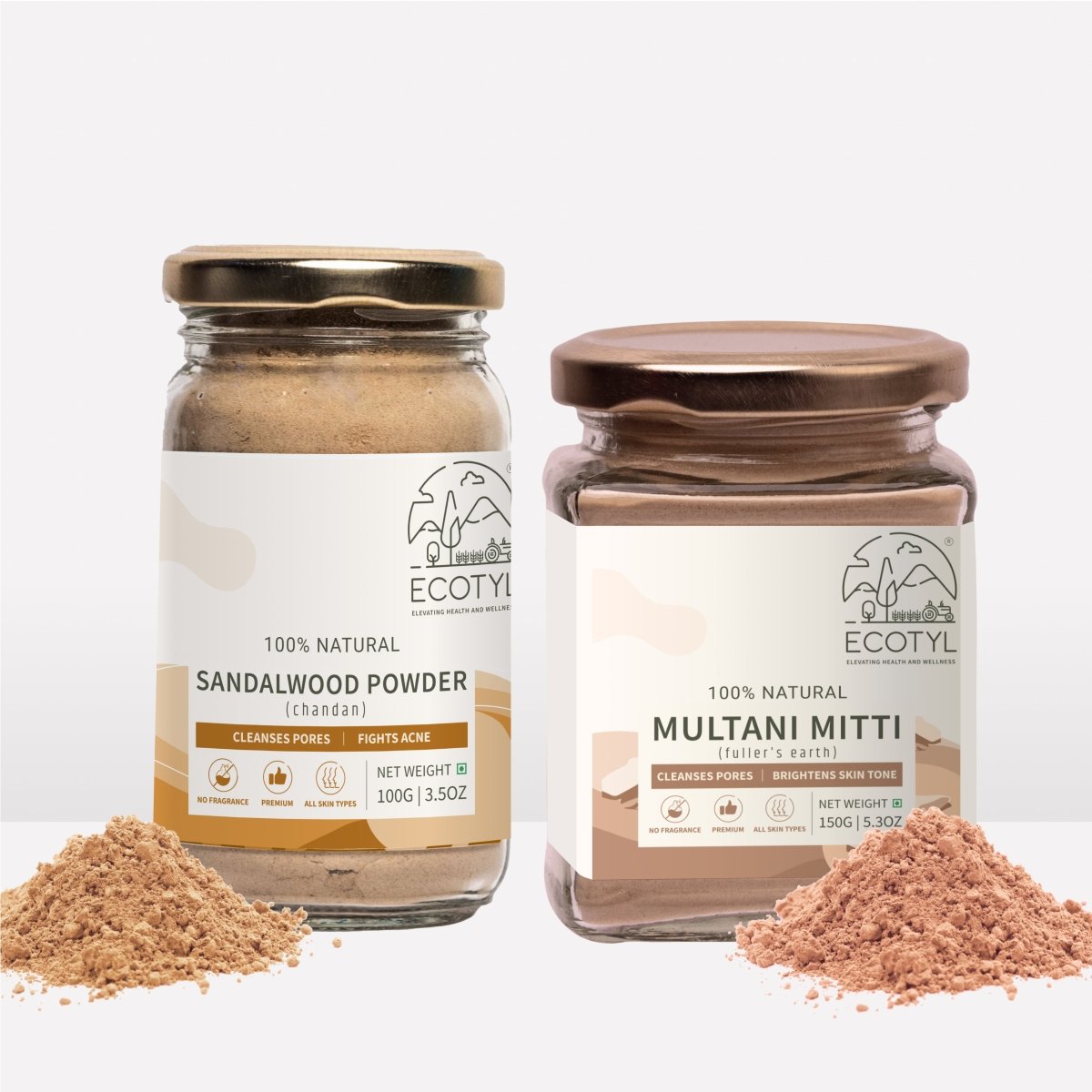 Face Pack Combo - Sandalwood Powder 100g and Multani Mitti 150g