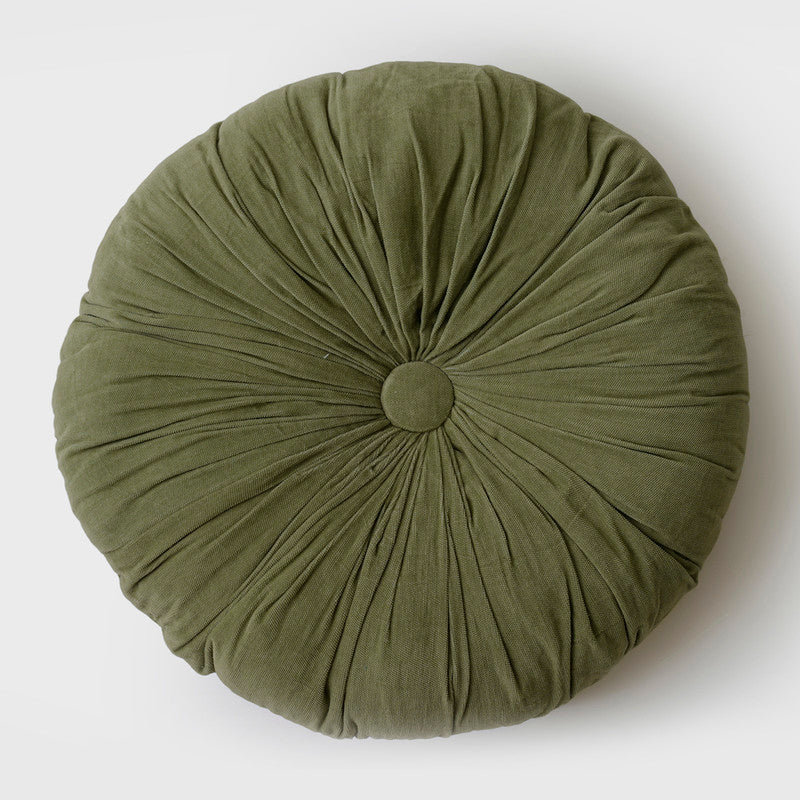 Cotton Cushion Cover | Quilted | Green40 cm Diameter