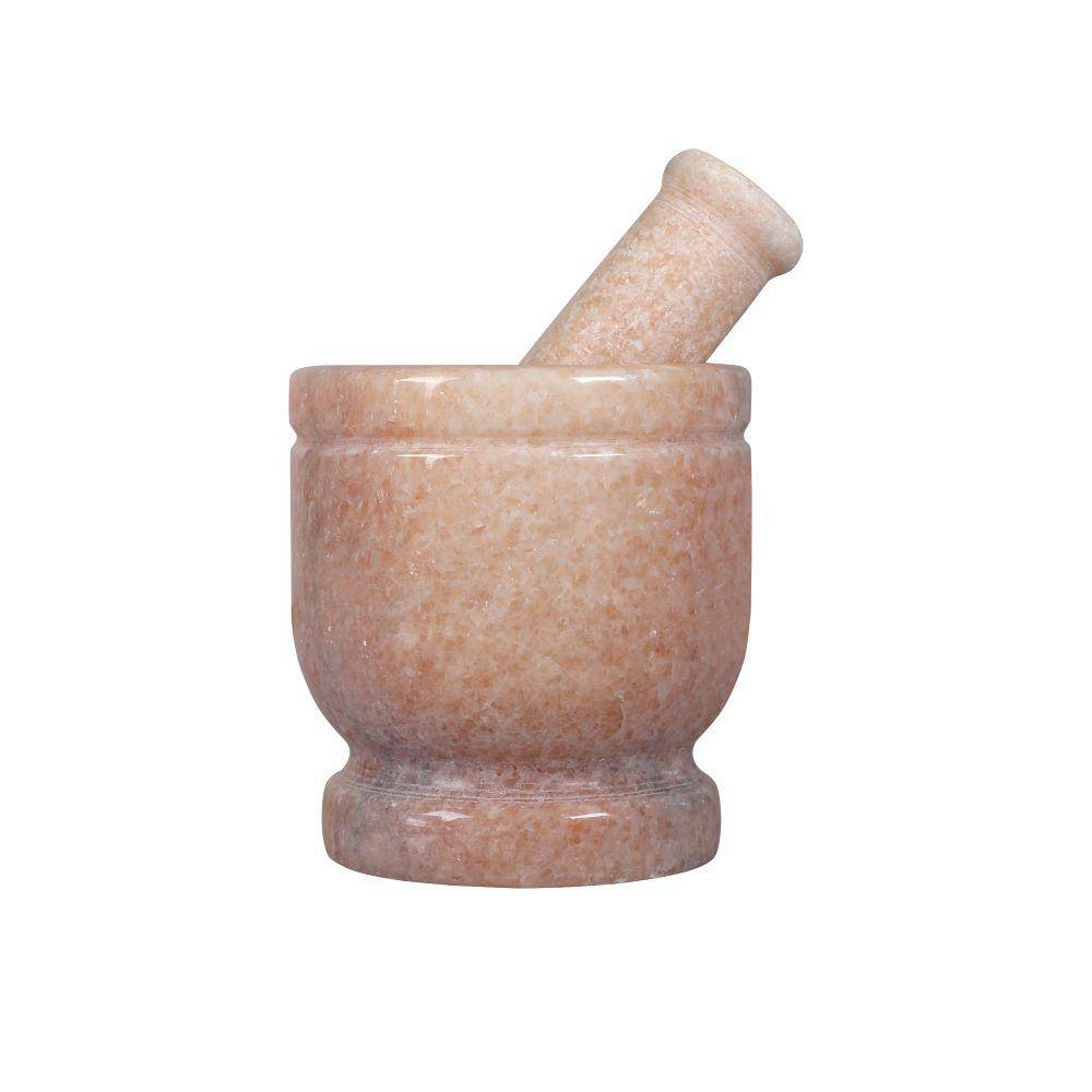 Flamingo Pink Mortar & Pestle Set or Ohkli Musal or Idi Kallu or Spice Grinder-Comfy-4x4inch-Marble