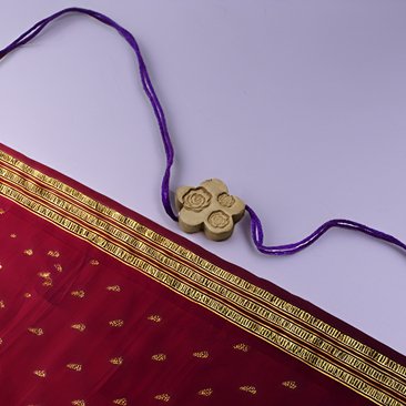 Floral Filigree flower Shape Eco-Friendly Rakhi with Free Roli & Seeds!