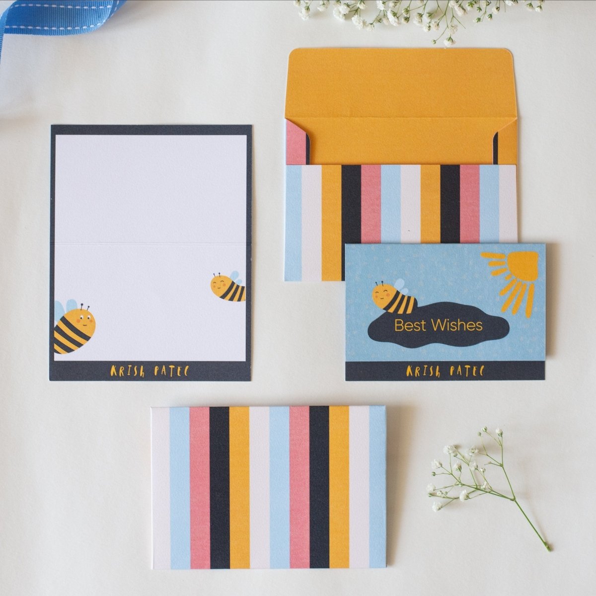 Foldable Gift Cards with Envelopes - Bee Yourself | Bright | 250 GSM Paper