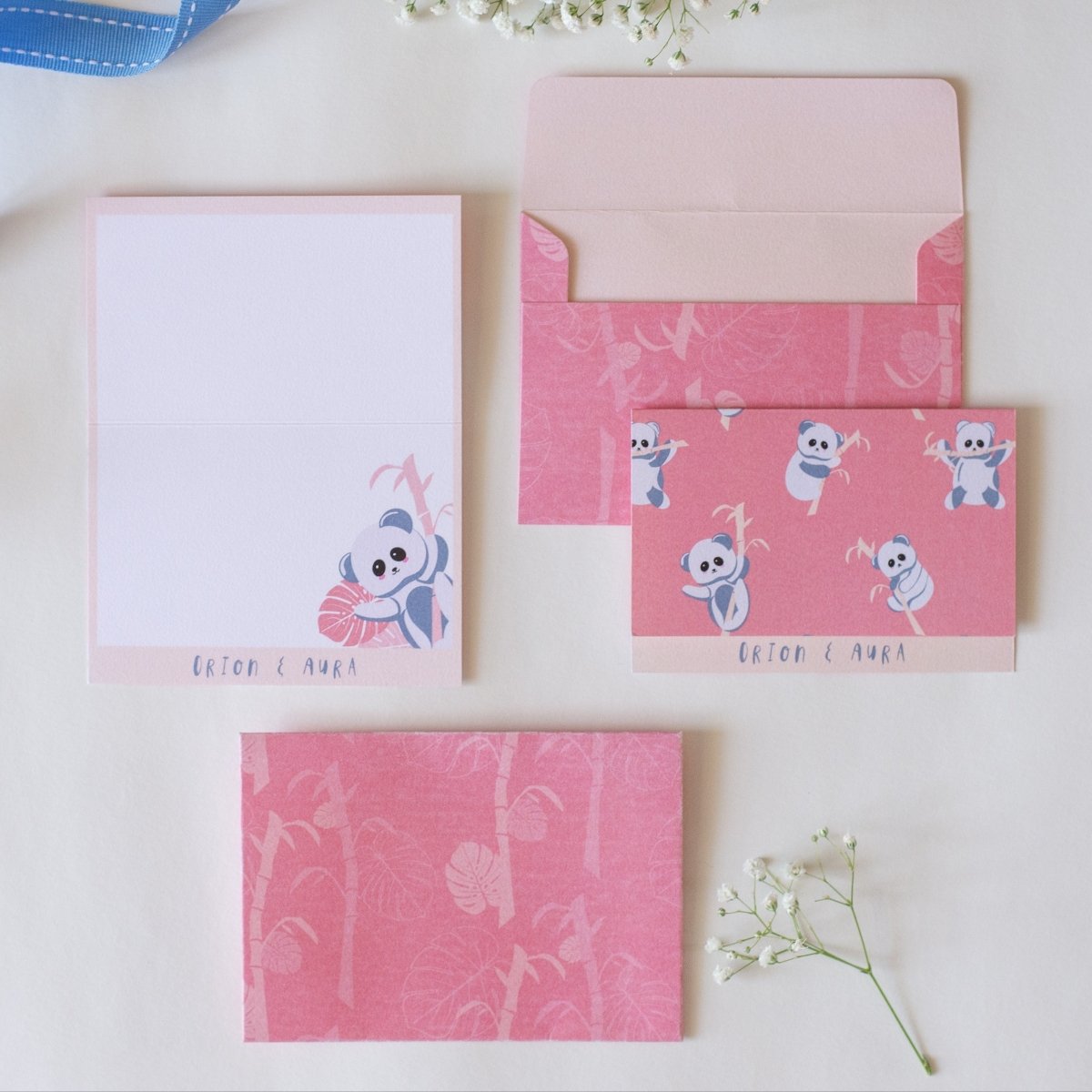 Foldable Gift Cards with Envelopes - K for Koala | Bright | 250 GSM Paper