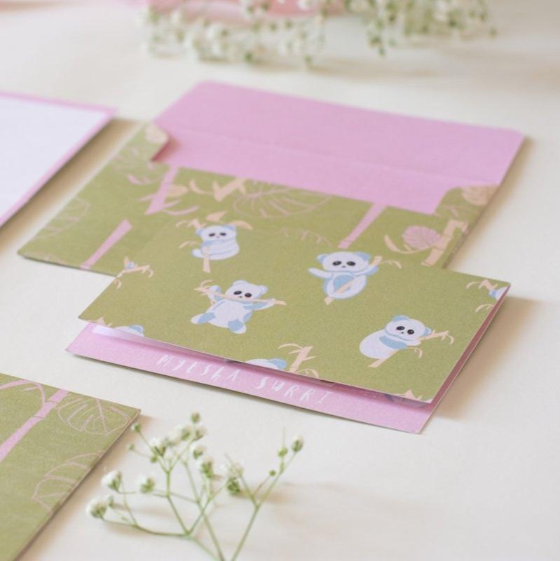 Foldable Gift Cards with Envelopes - K for Koala | Pastel | 250 GSM Paper